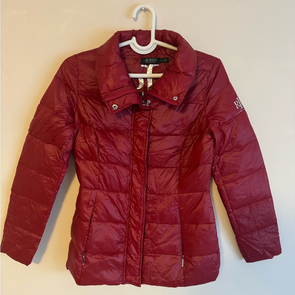 NWOT Ralph Lauren Cinched Waist Red Puffer Jacket